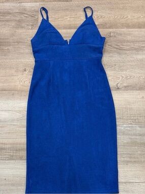 Lulu's Cobalt Blue Faux Suede Midi Dress